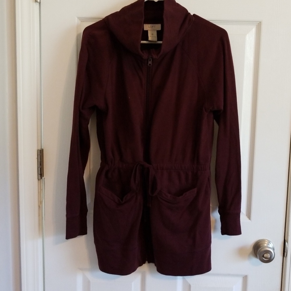 Cowl Neck Tunic Full Zip Sweatshirt